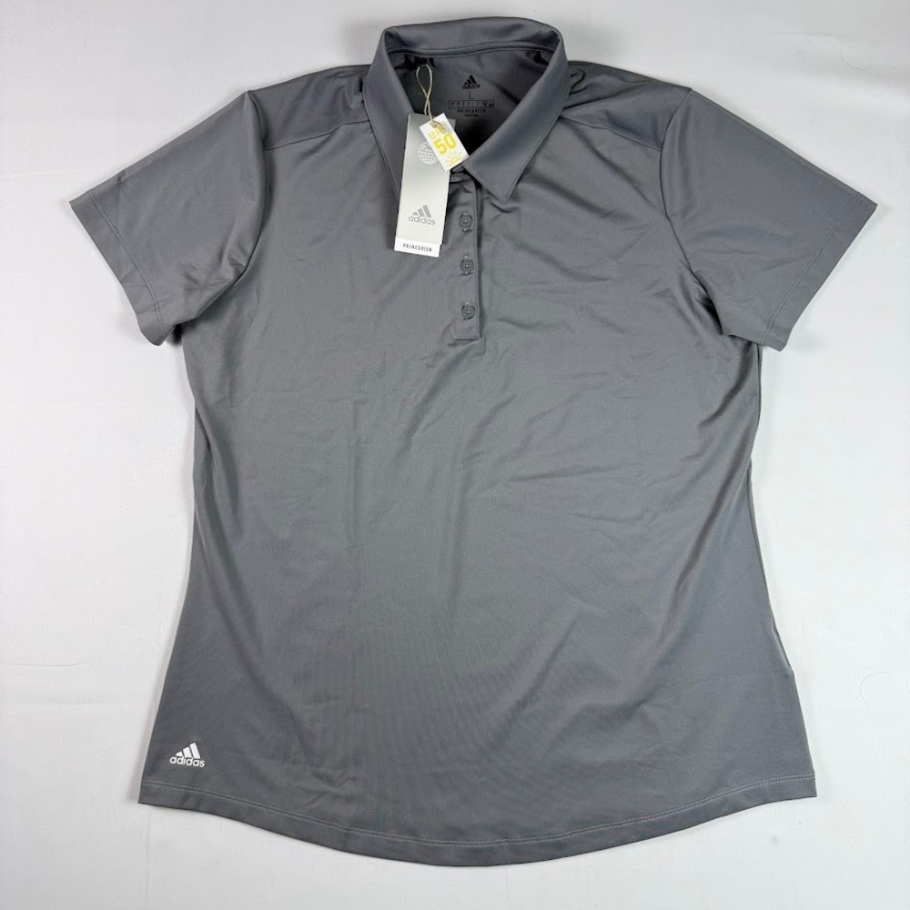 Adidas Womens Ultimate Solid Golf Polo Shirt Grey H51226 Size L NEW